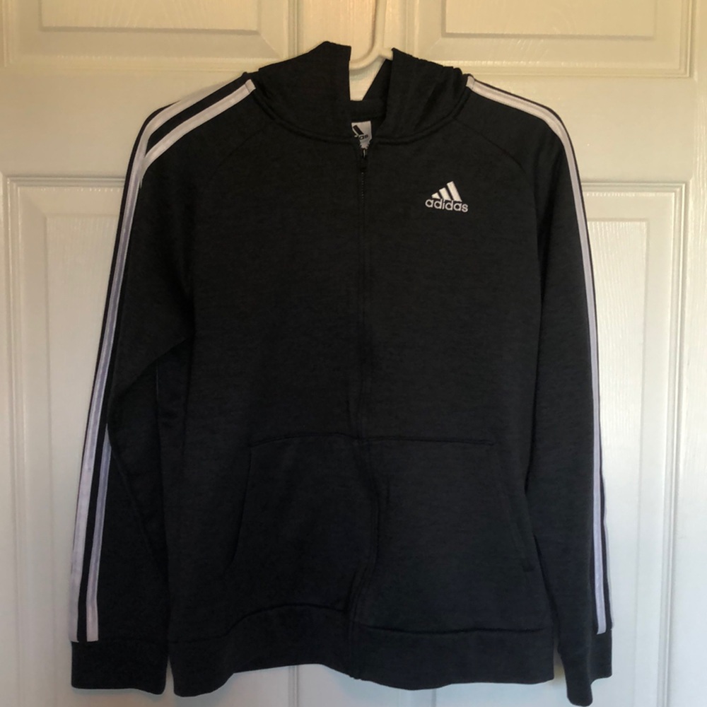adidas Black Tracksuit Hoodie - Youth Large